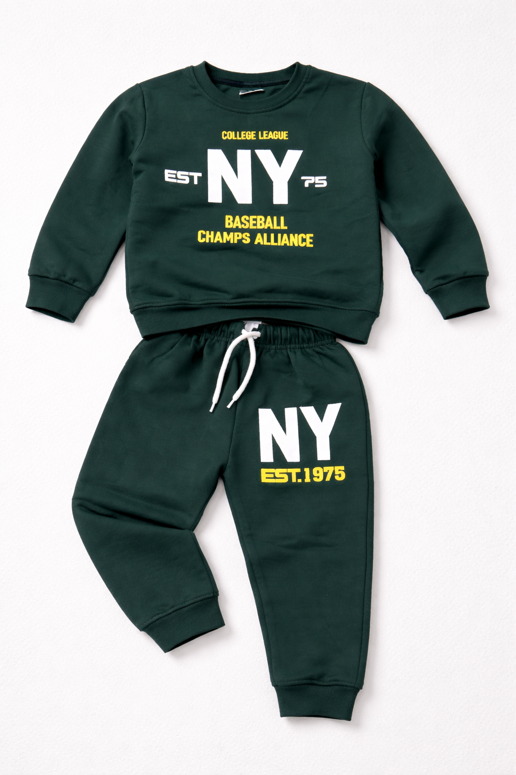 Kids NY College League Winter Tracksuit Set (Dark Green)