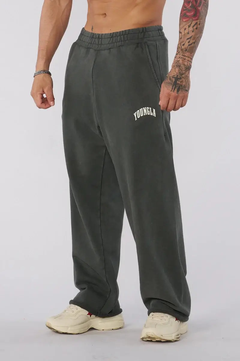 Young LA New Wave Baggy Sweats In Green Wash
