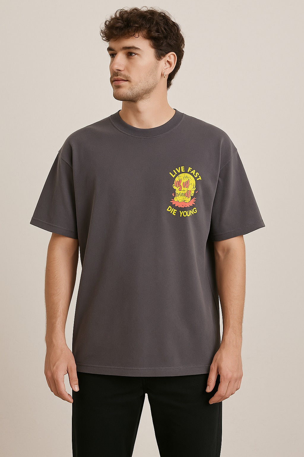 STWD Men's Oversized Dark Grey T-Shirt