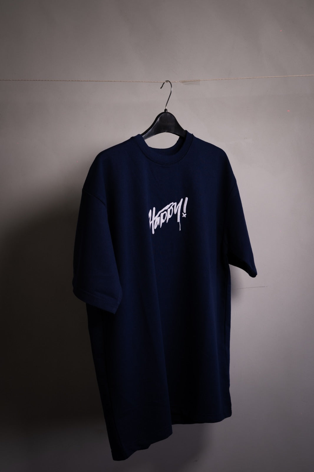 Pull&Bear Men's Oversized Navy Blue T-shirt